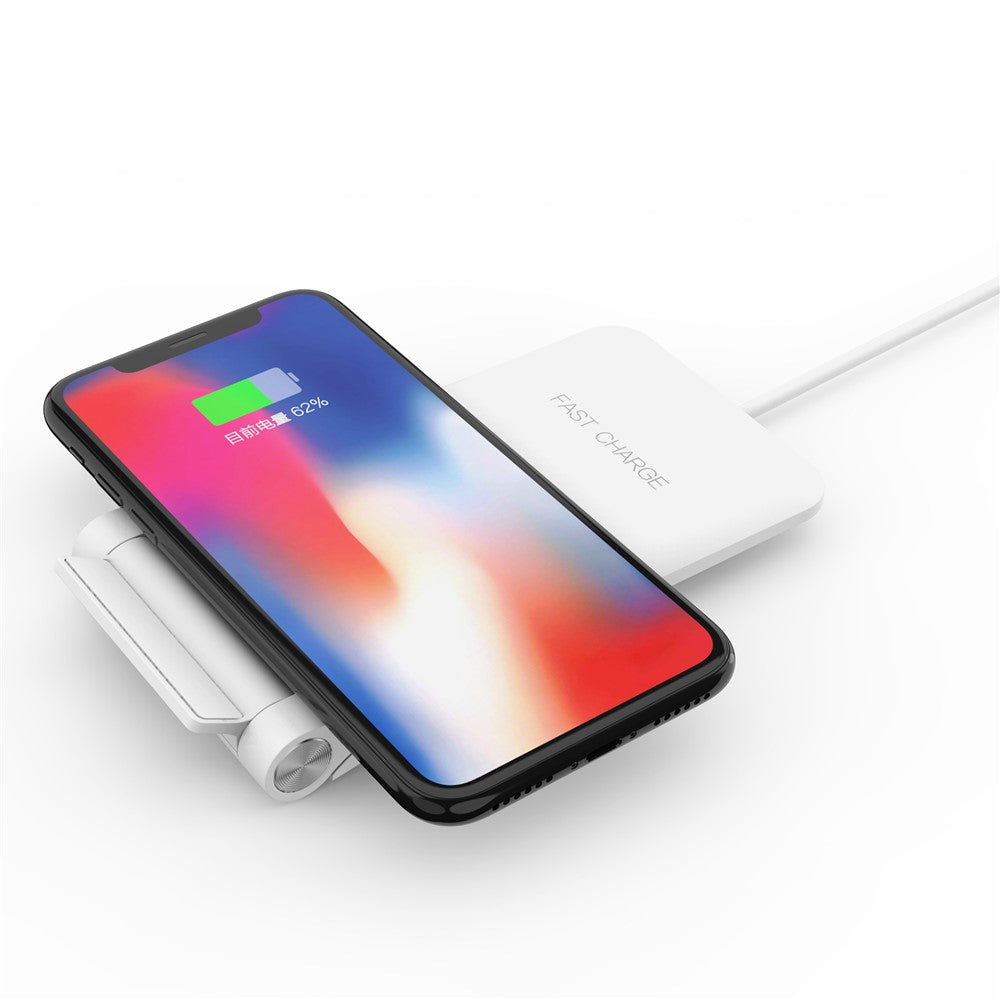 10W 2 Coils Qi Wireless Charger Folding Fast Wireless Charging Stand for iPhone Samsung etc.