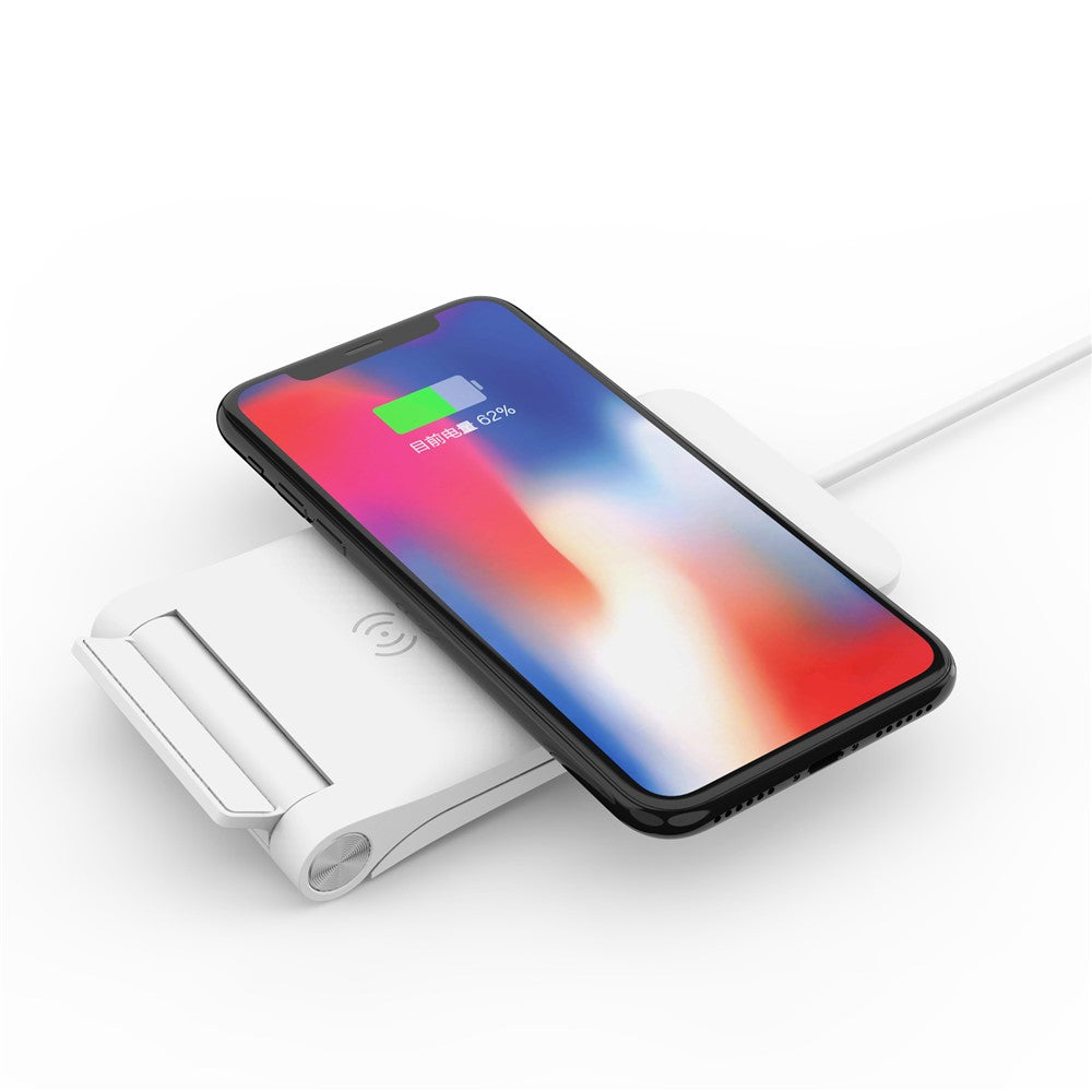 10W 2 Coils Qi Wireless Charger Folding Fast Wireless Charging Stand for iPhone Samsung etc.