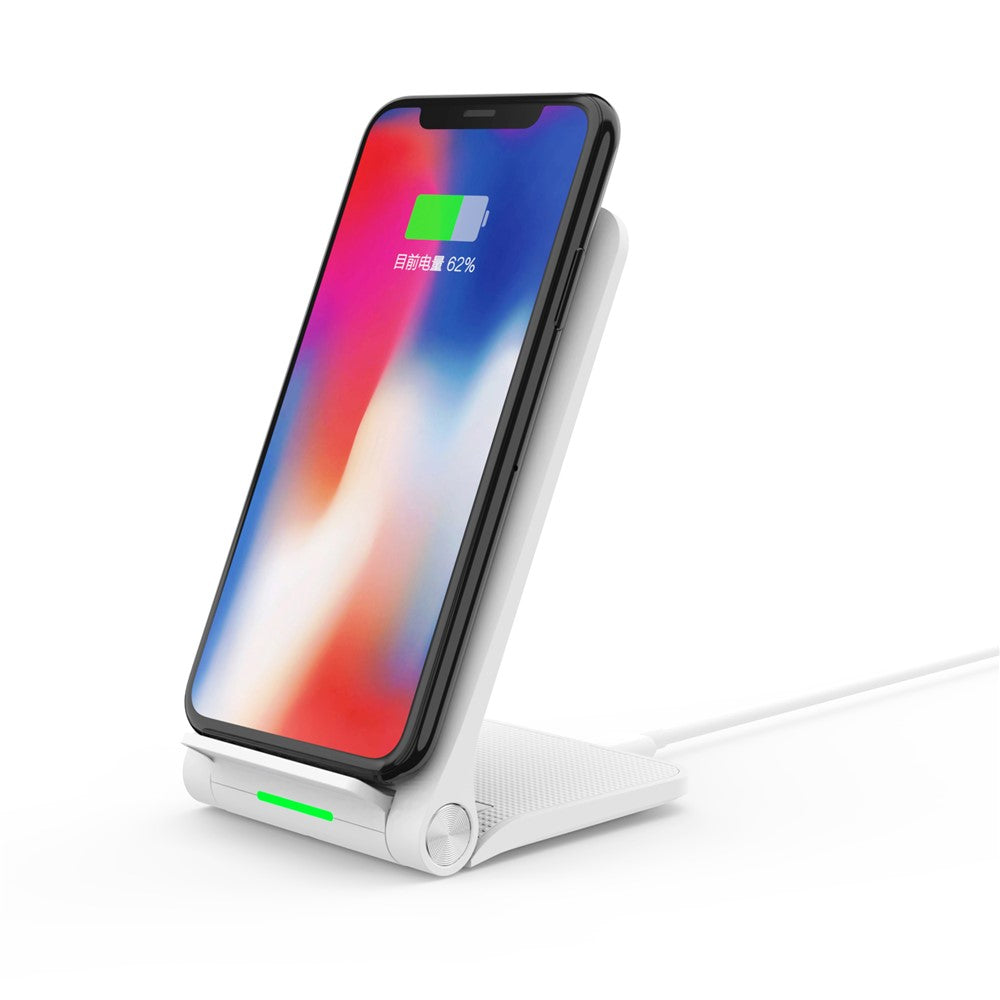 10W 2 Coils Qi Wireless Charger Folding Fast Wireless Charging Stand for iPhone Samsung etc.