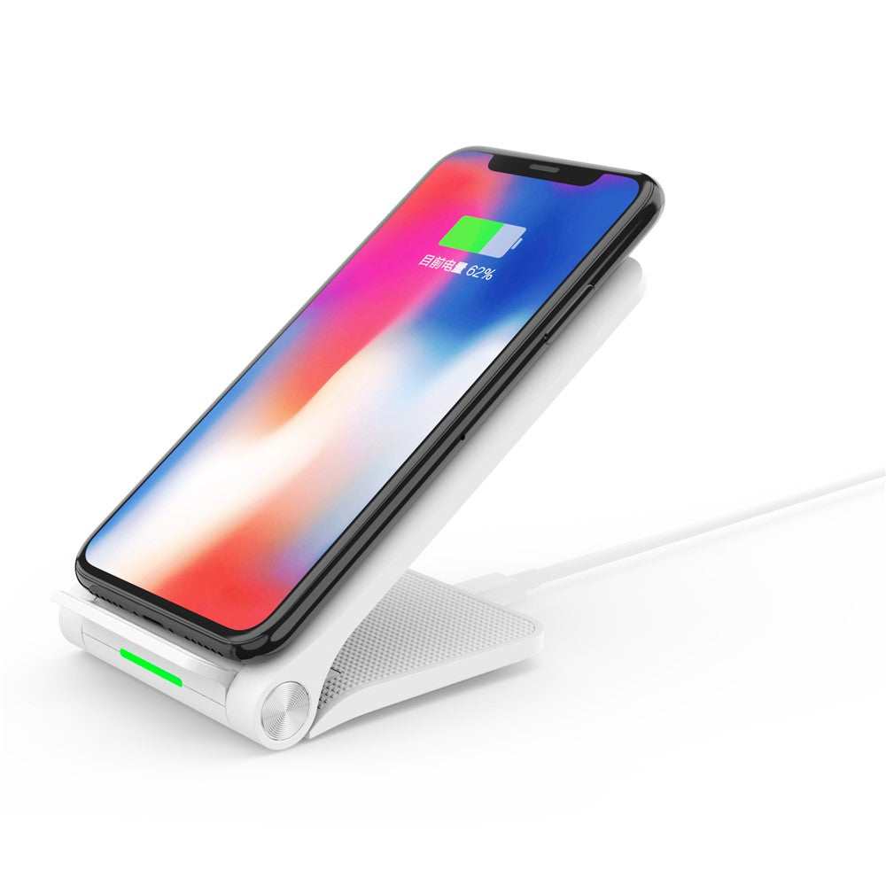 10W 2 Coils Qi Wireless Charger Folding Fast Wireless Charging Stand for iPhone Samsung etc.