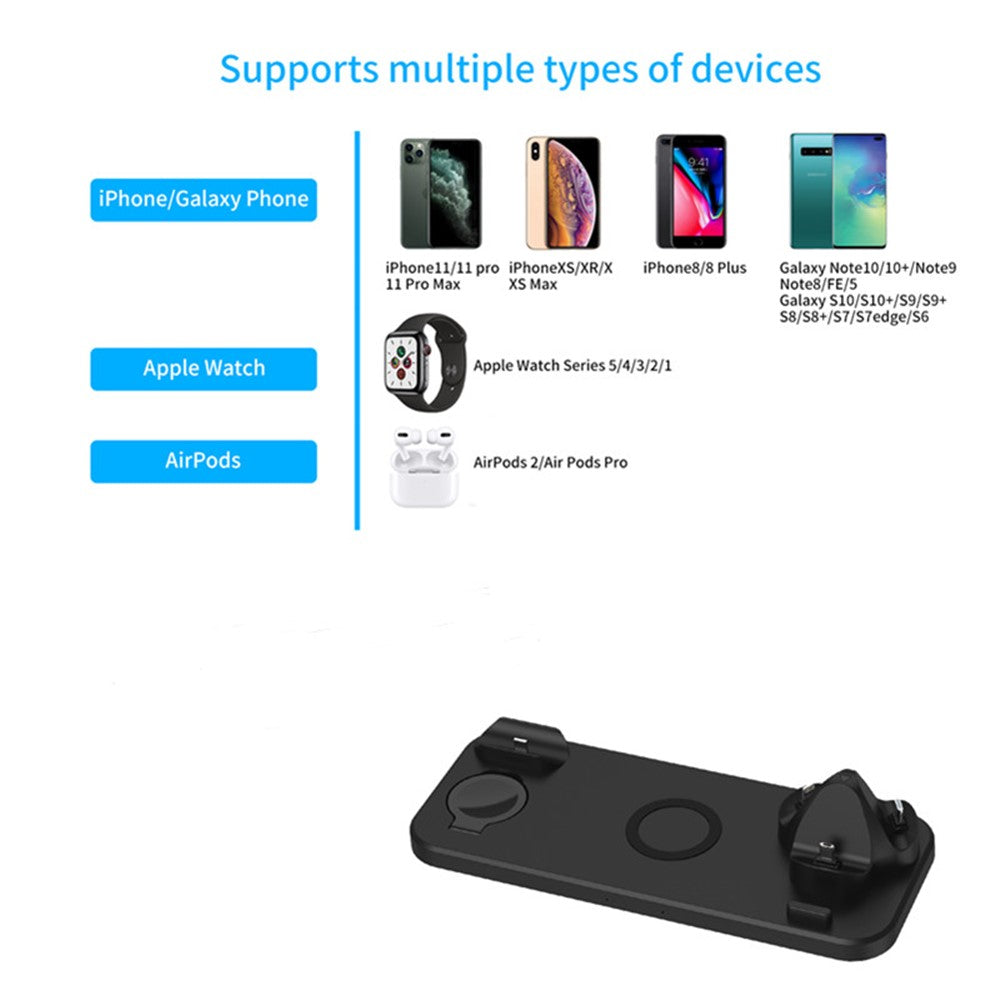 6 in 1 Wireless Fast Charging Charger for Phone/Watch/Headset