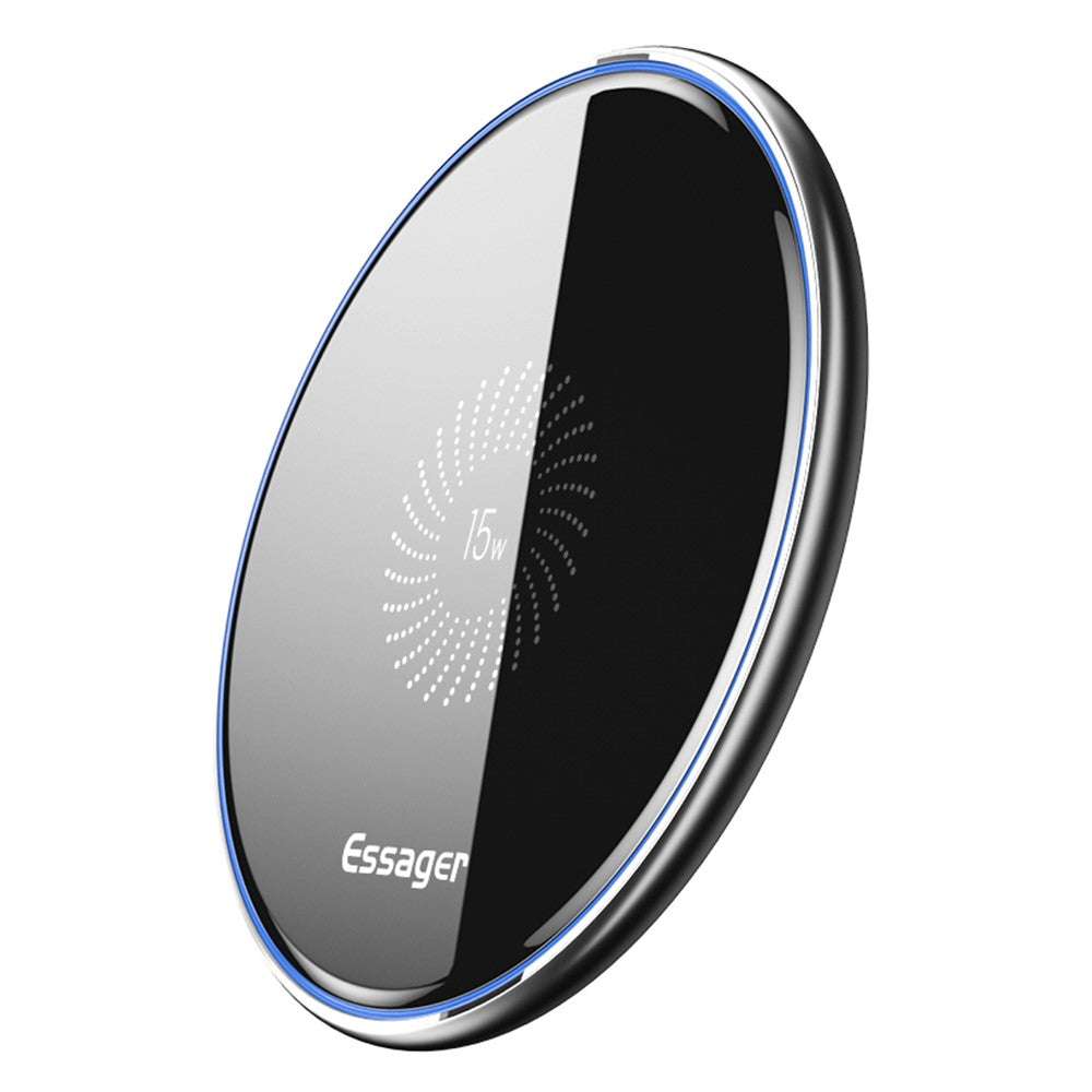 ESSAGER Mirror Series 15W Desktop Quick Charger Wireless Charging Pad (with 1m Type-C Cable)
