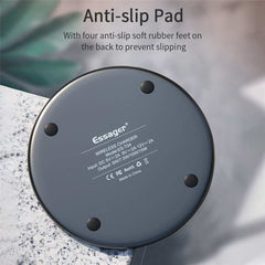 ESSAGER Mirror Series 15W Desktop Quick Charger Wireless Charging Pad (with 1m Type-C Cable)