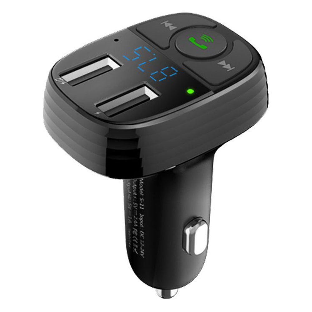 LOHEE S-11 Dual USB Ports FM Transmitter Bluetooth-compatible Calls Car Charger Cigarette Lighter Adapter