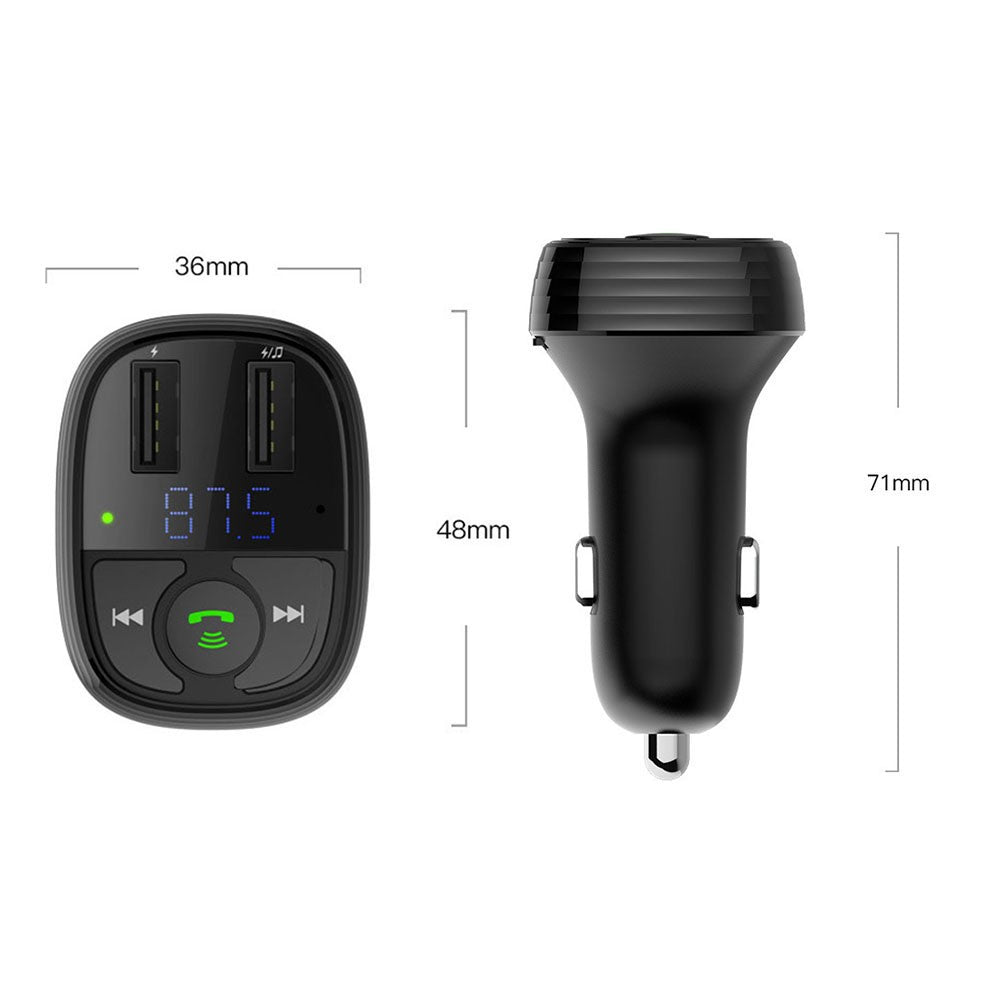 LOHEE S-11 Dual USB Ports FM Transmitter Bluetooth-compatible Calls Car Charger Cigarette Lighter Adapter
