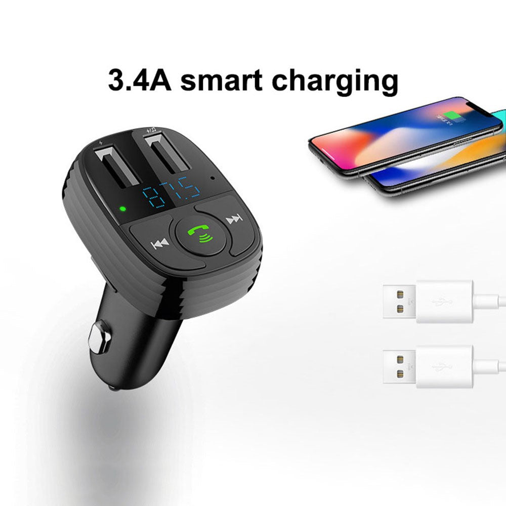 LOHEE S-11 Dual USB Ports FM Transmitter Bluetooth-compatible Calls Car Charger Cigarette Lighter Adapter
