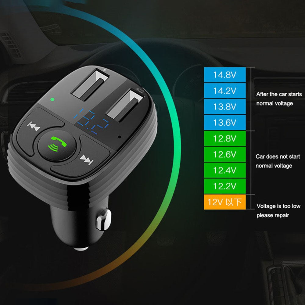 LOHEE S-11 Dual USB Ports FM Transmitter Bluetooth-compatible Calls Car Charger Cigarette Lighter Adapter
