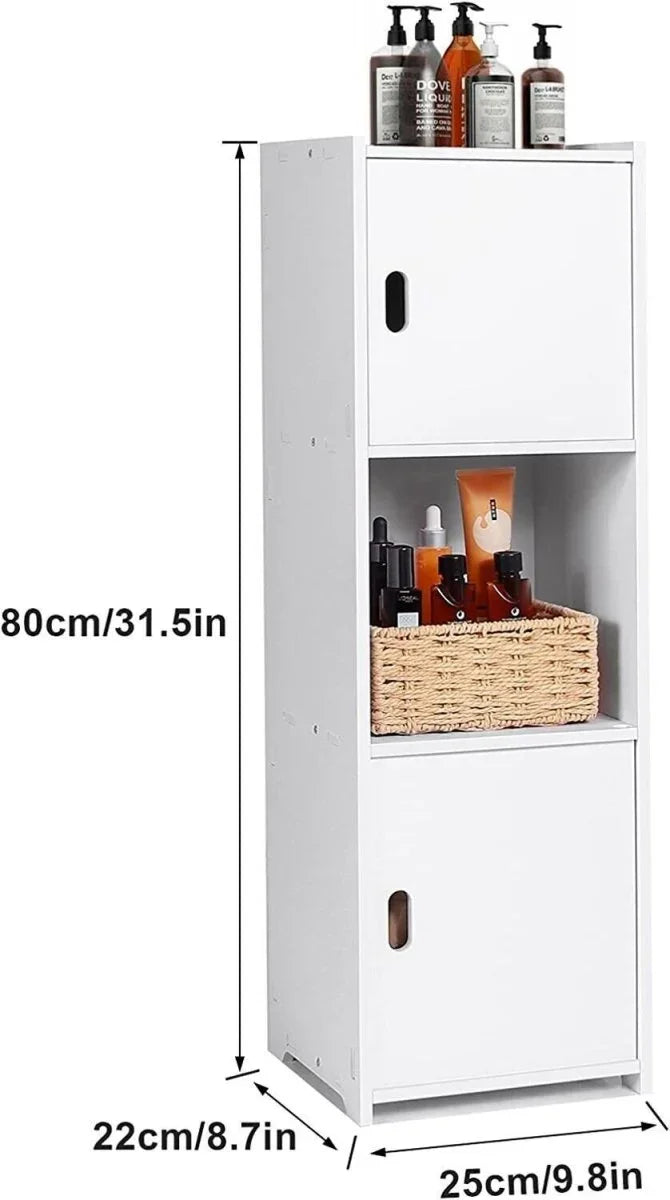 Waterproof Bathroom Storage Cabinet Free Standing Cabinet Organizer Unit White - Show Gadgets
