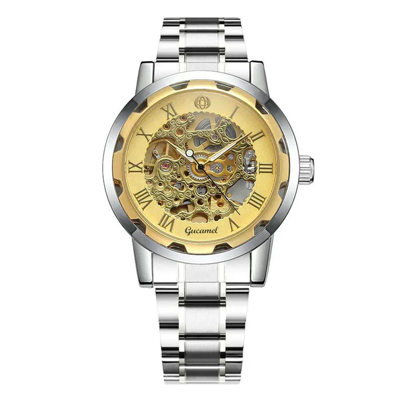 Steel Strip Hollow Gold Manual Mechanical Watch - Show Gadgets