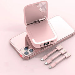 Beauty Mirror Power Bank Comes With Cable Portable Mini - Show Gadgets
