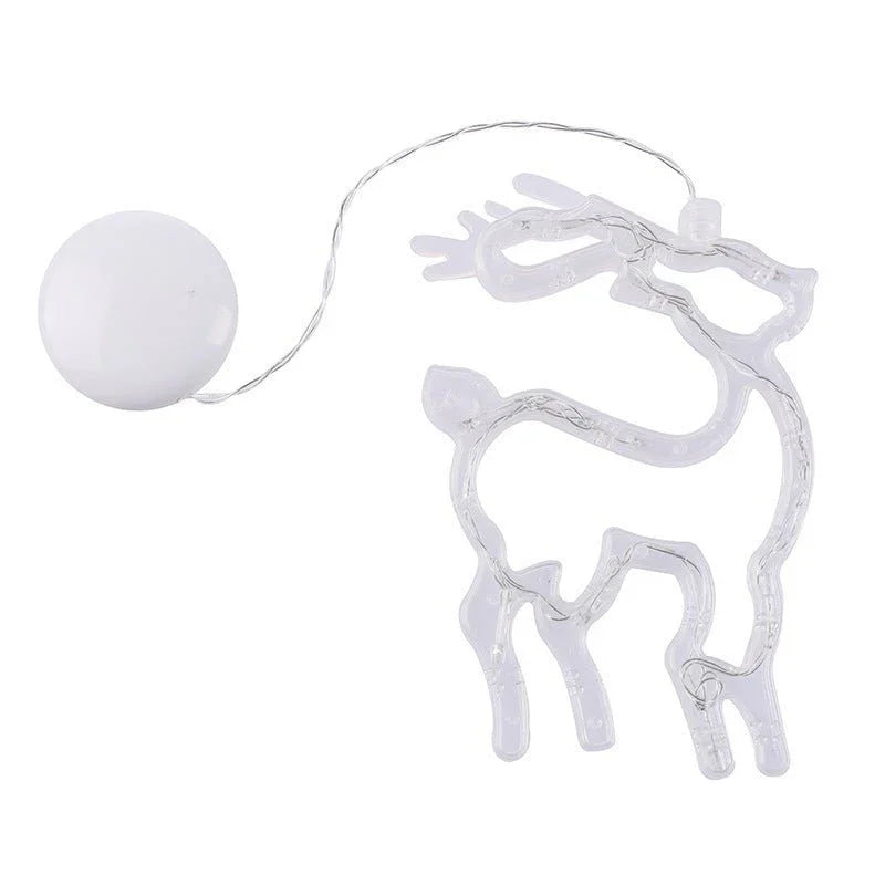 Christmas LED Suction Cup Chandelier Lights – Santa Claus, Elk & Snowman Window Decorations - Show Gadgets