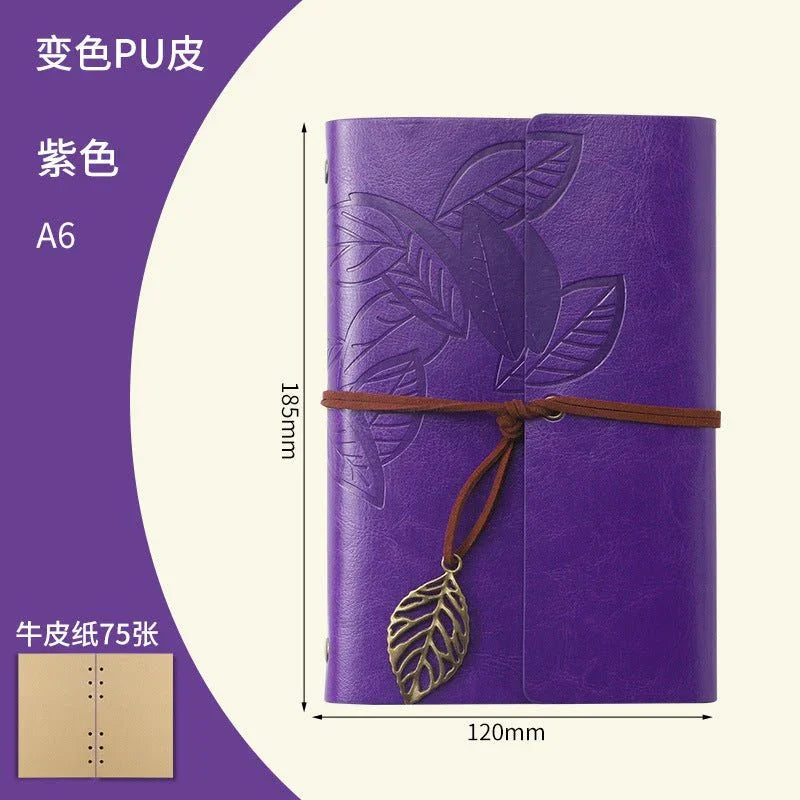 Creative Notebook Stationery One Leaf Zhiqiu Travel Diary Book Loose Leaf Vintage Leaves One Piece - Show Gadgets