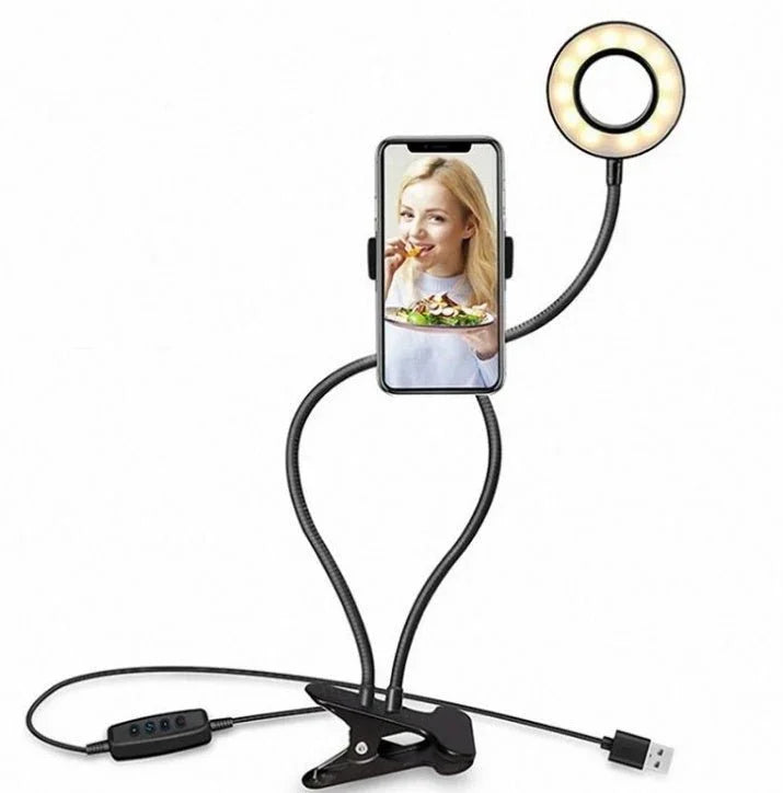 LED Selfie Ring Light for Live Adjustable Makeup Light - 8cm Stand - Show Gadgets