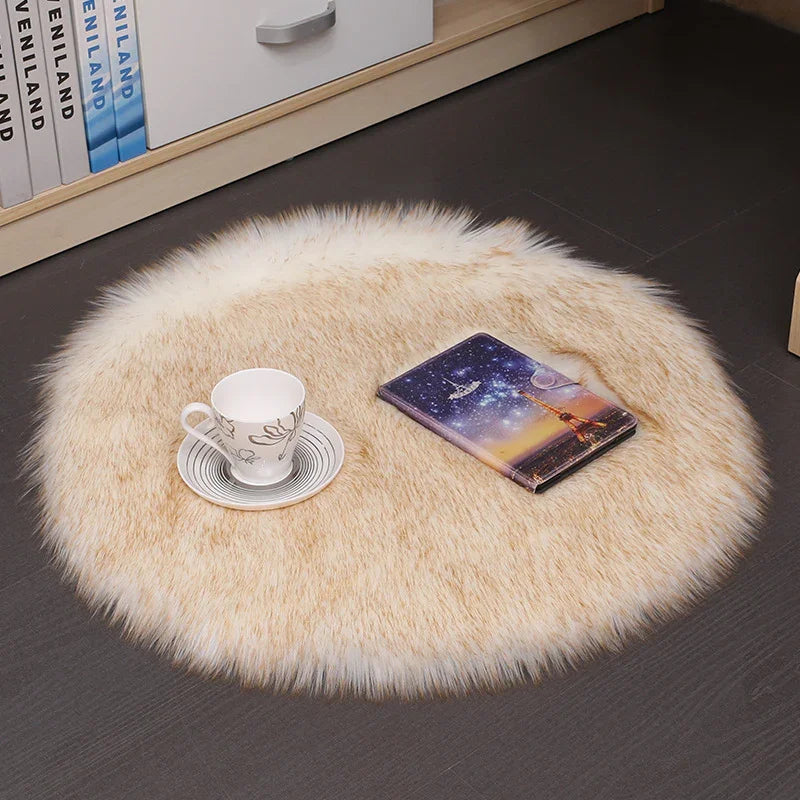 Hair Plush Wool Round Carpet – Soft Bedroom Floor Mat for Home Comfort - Show Gadgets