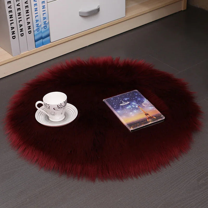 Hair Plush Wool Round Carpet – Soft Bedroom Floor Mat for Home Comfort - Show Gadgets