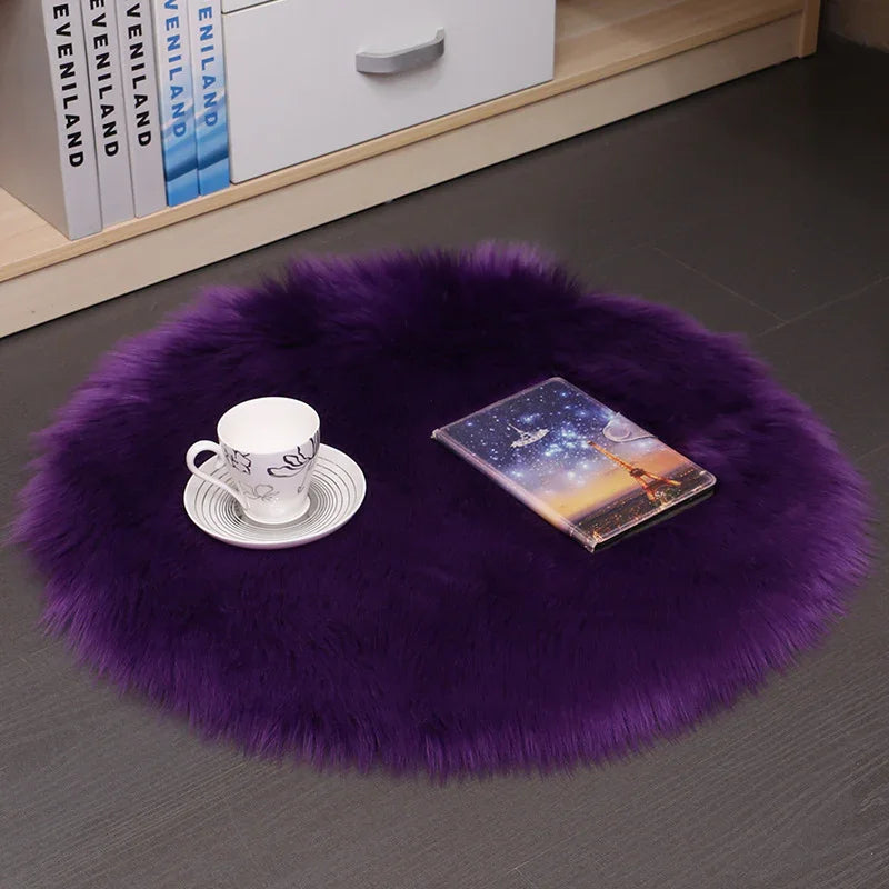 Hair Plush Wool Round Carpet – Soft Bedroom Floor Mat for Home Comfort - Show Gadgets