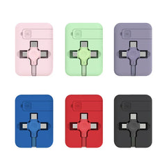 4 In 1 Retractable USB Cable Creative Macaron Type C Micro Cable For I Phone With Phone Stand Charging Data Cable Line Storage Box - Show Gadgets