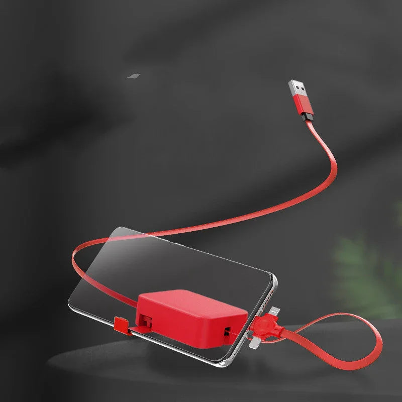 4 In 1 Retractable USB Cable Creative Macaron Type C Micro Cable For I Phone With Phone Stand Charging Data Cable Line Storage Box - Show Gadgets