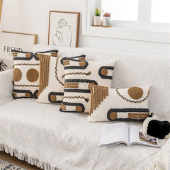 Indian Hand - tufted Cushion Cover, Ethnic Style Braid Loop Velvet Throw Pillow - Show Gadgets