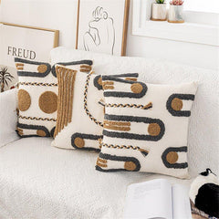 Indian Hand - tufted Cushion Cover, Ethnic Style Braid Loop Velvet Throw Pillow - Show Gadgets