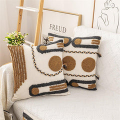 Indian Hand - tufted Cushion Cover, Ethnic Style Braid Loop Velvet Throw Pillow - Show Gadgets