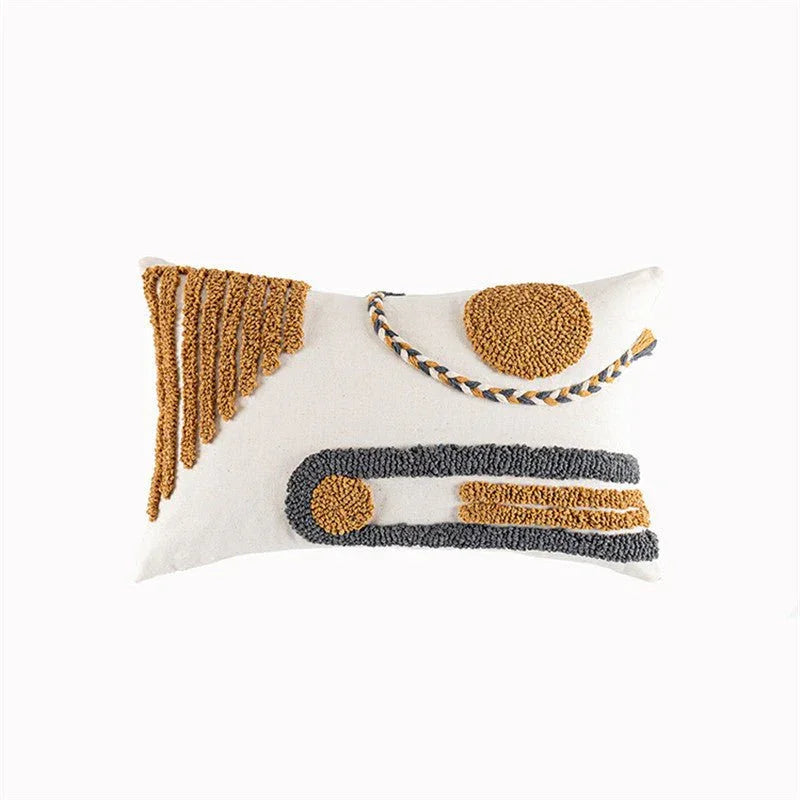 Indian Hand - tufted Cushion Cover, Ethnic Style Braid Loop Velvet Throw Pillow - Show Gadgets