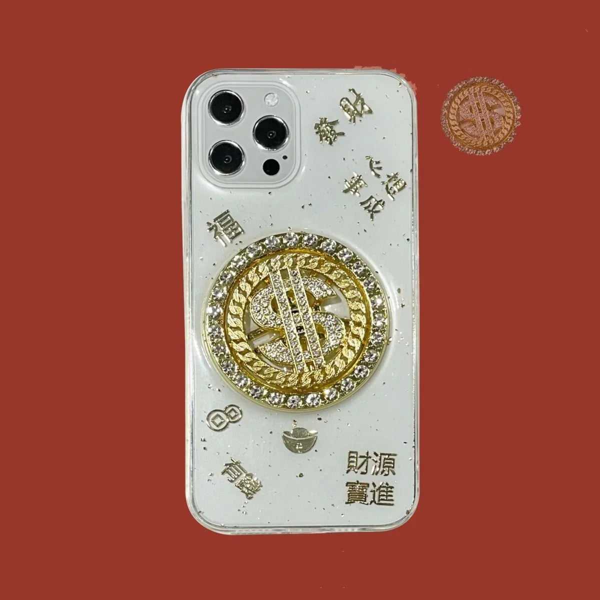 3D Diamond Dollar Turnplate Phone Case Luxury Designer - Show Gadgets