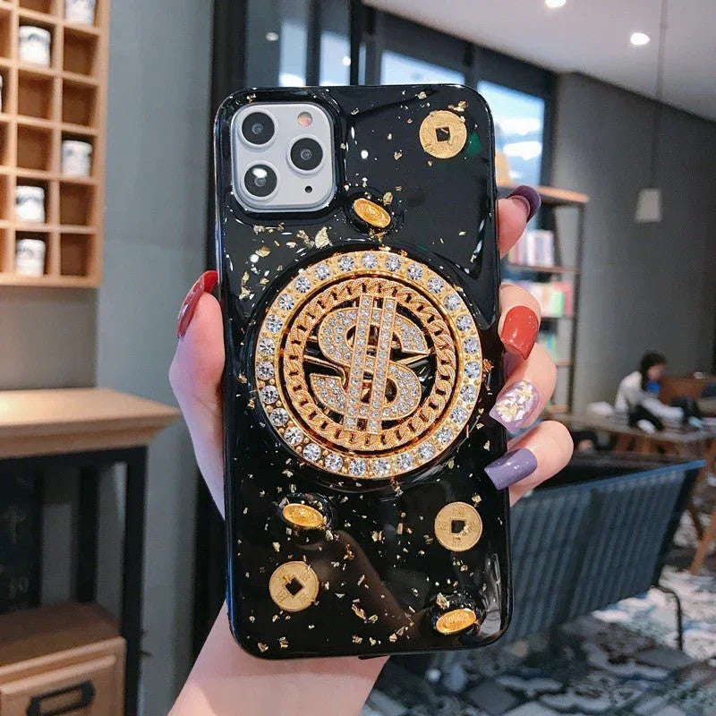 3D Diamond Dollar Turnplate Phone Case Luxury Designer - Show Gadgets
