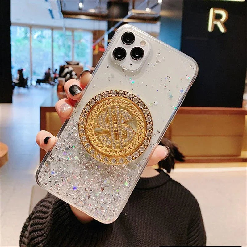 3D Diamond Dollar Turnplate Phone Case Luxury Designer - Show Gadgets