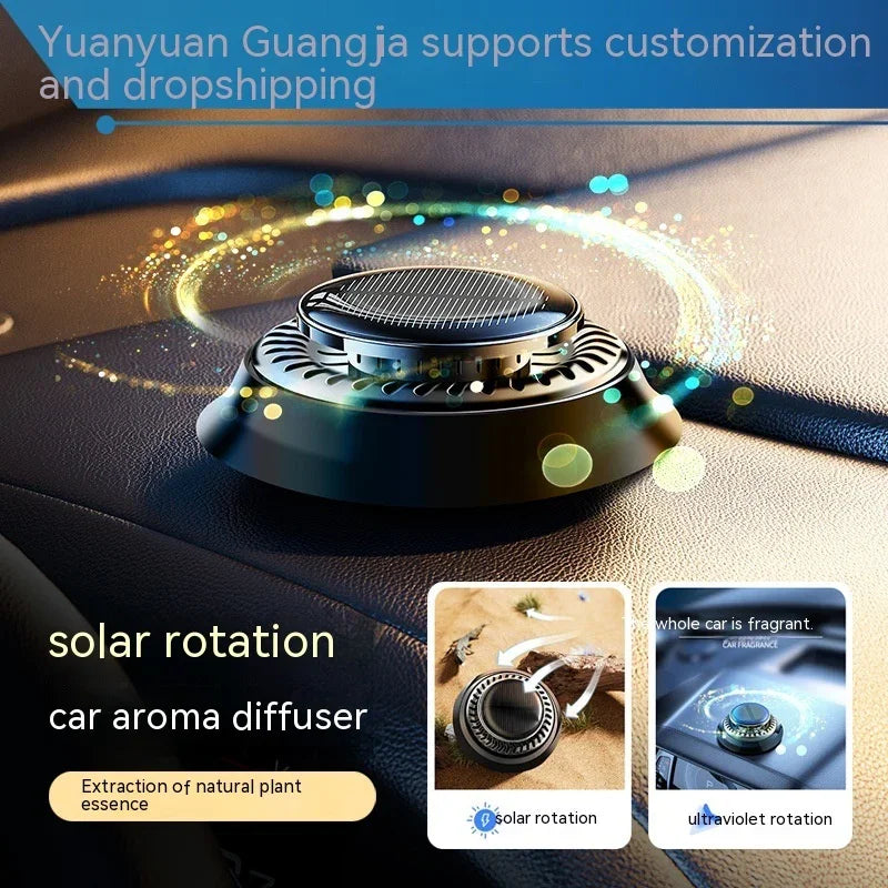 Portable Kinetic Car Air Freshener Solar Powered Double Ring Rotating Air Cleaner Perfume Fragrance Diffuser - Show Gadgets