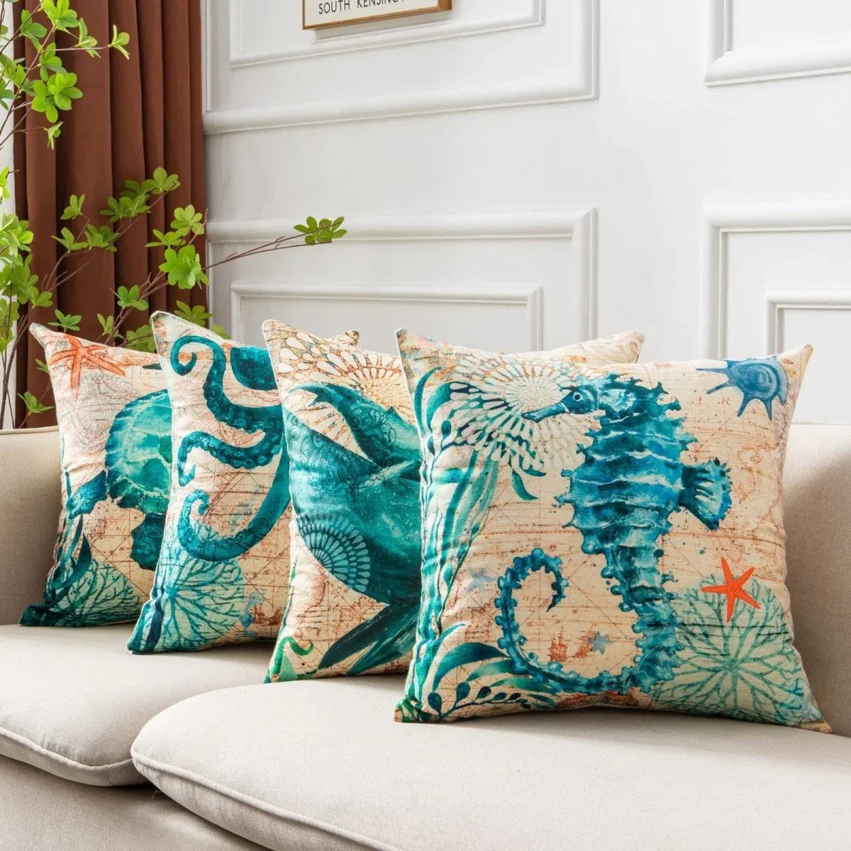 Cushion Covers Sea Turtle Printed Throw Pillow Cases For Home Decor Sofa Chair Seat - Show Gadgets