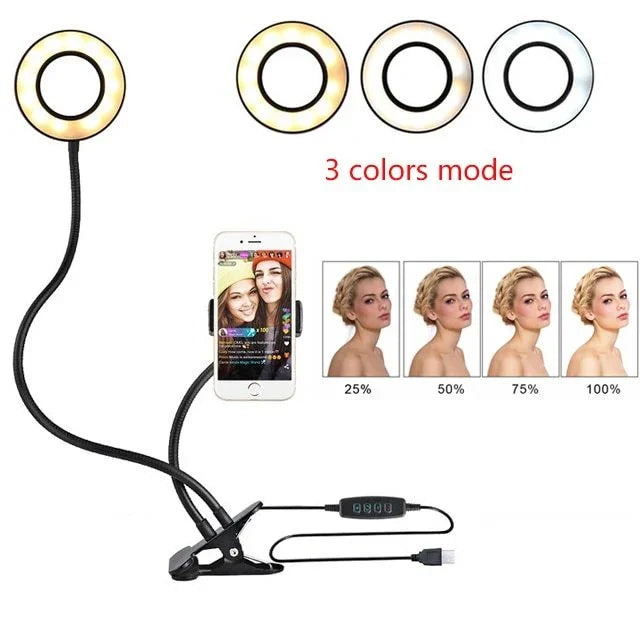 LED Selfie Ring Light for Live Adjustable Makeup Light - 8cm Stand - Show Gadgets