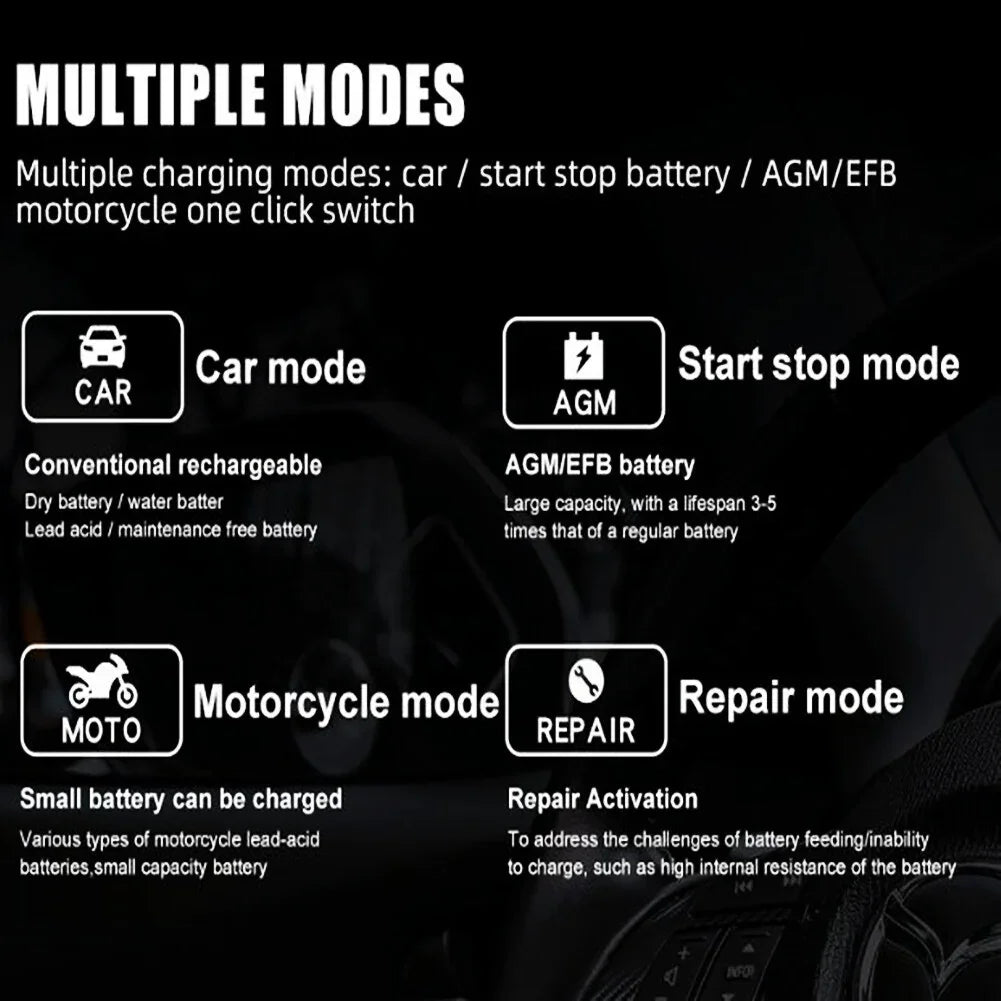 12V Intelligent Motorcycle Motorbike Car Battery Charger Automatic Smart Trickle - Show Gadgets