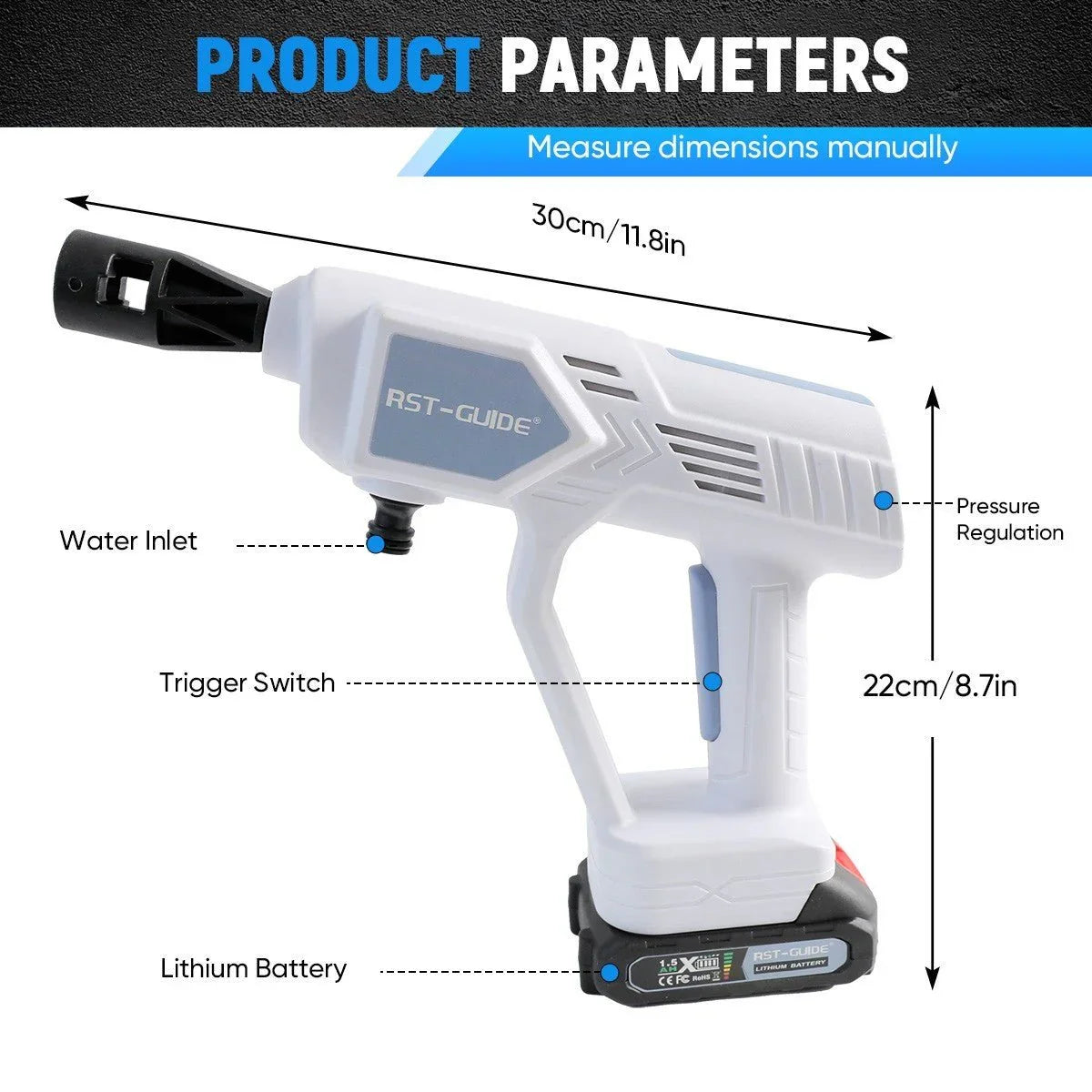 Car Pressure Washer Water Cordless High Power Jet Wash Cleaner Portable 2Battery - Show Gadgets