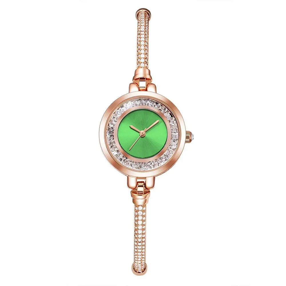 Women's Thin Strap Bracelet Watch Rhinestone Quicksand Small Dial Bracelet Watch Retractable Adjustable Watch - Show Gadgets