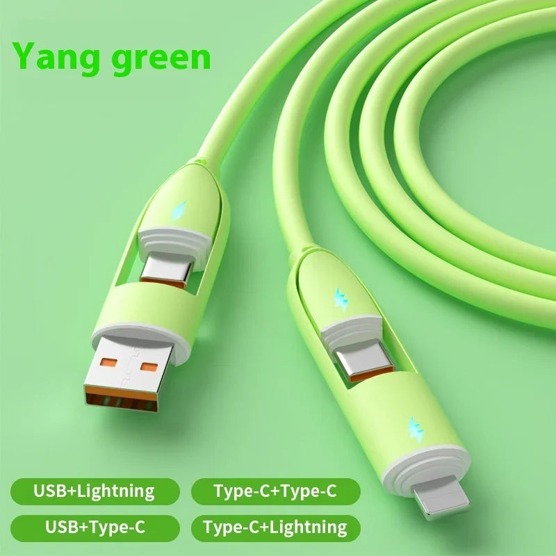 Four-in-one Silicone Fast Charge Data Cable - Show Gadgets
