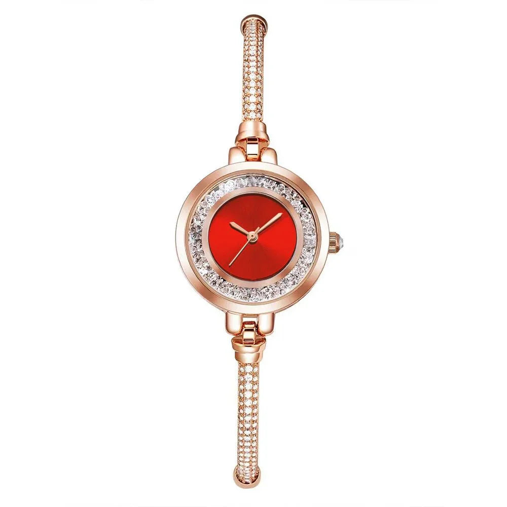 Women's Thin Strap Bracelet Watch Rhinestone Quicksand Small Dial Bracelet Watch Retractable Adjustable Watch - Show Gadgets