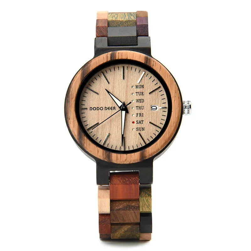 Wood Couple's European And American Style Calendar Watch - Show Gadgets