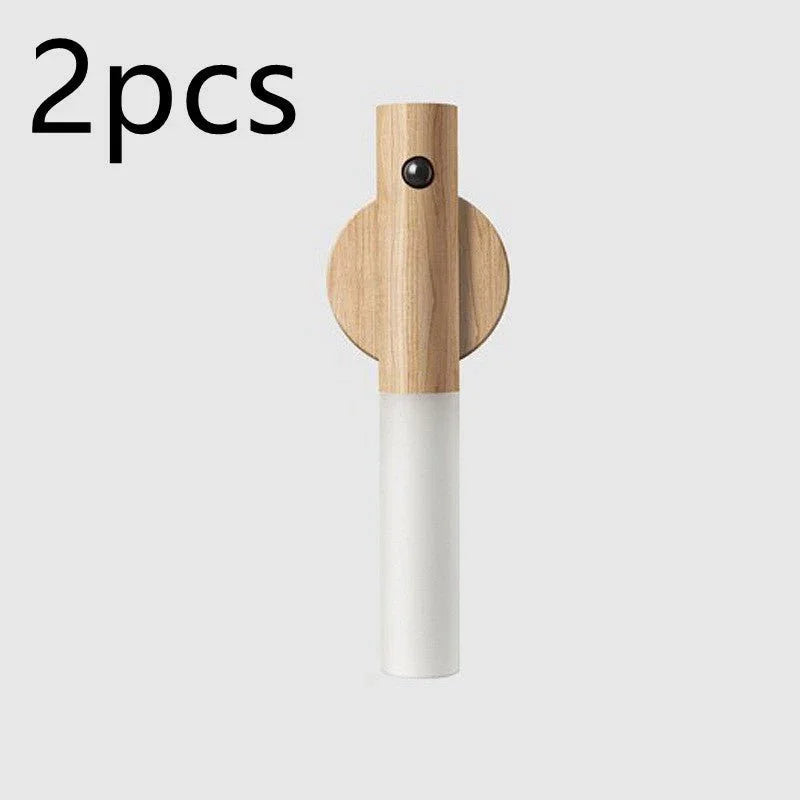 Auto LED USB Magnetic Wood Wireless Night Light Corridors Porch Lights PIR Motion Sensor Wall Light Cabinet Lamp - Show Gadgets