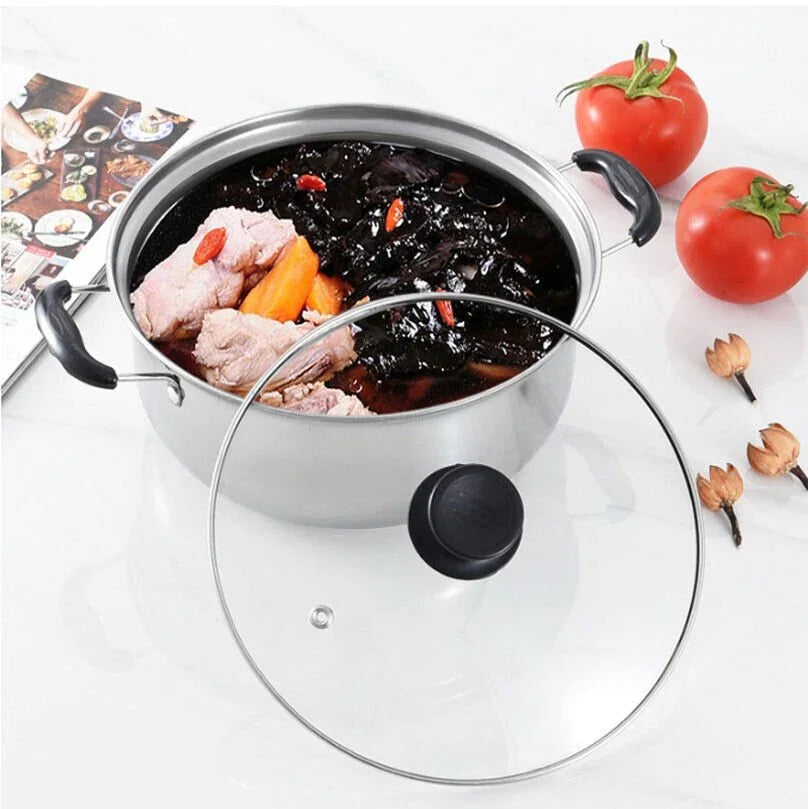 5PCS Stainless Steel Saucepan Induction Cooking Pot Cooker Cookware Kitchen - Show Gadgets