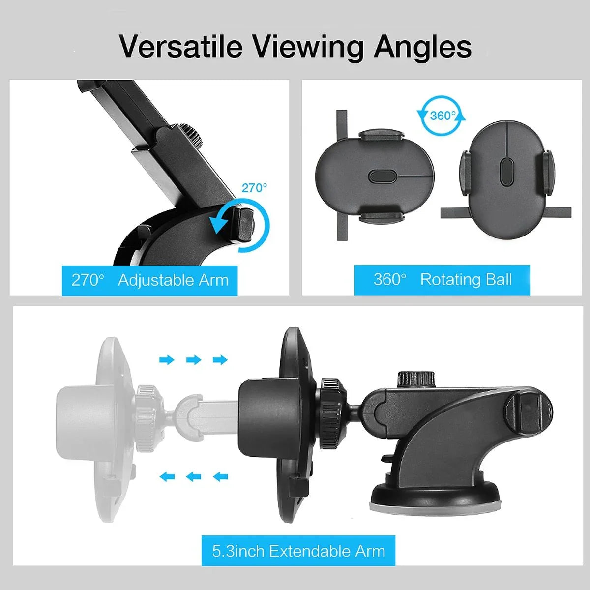 Car Phone Holder Long Rod Telescopic Car Dashboard Suction Cup Type - Show Gadgets