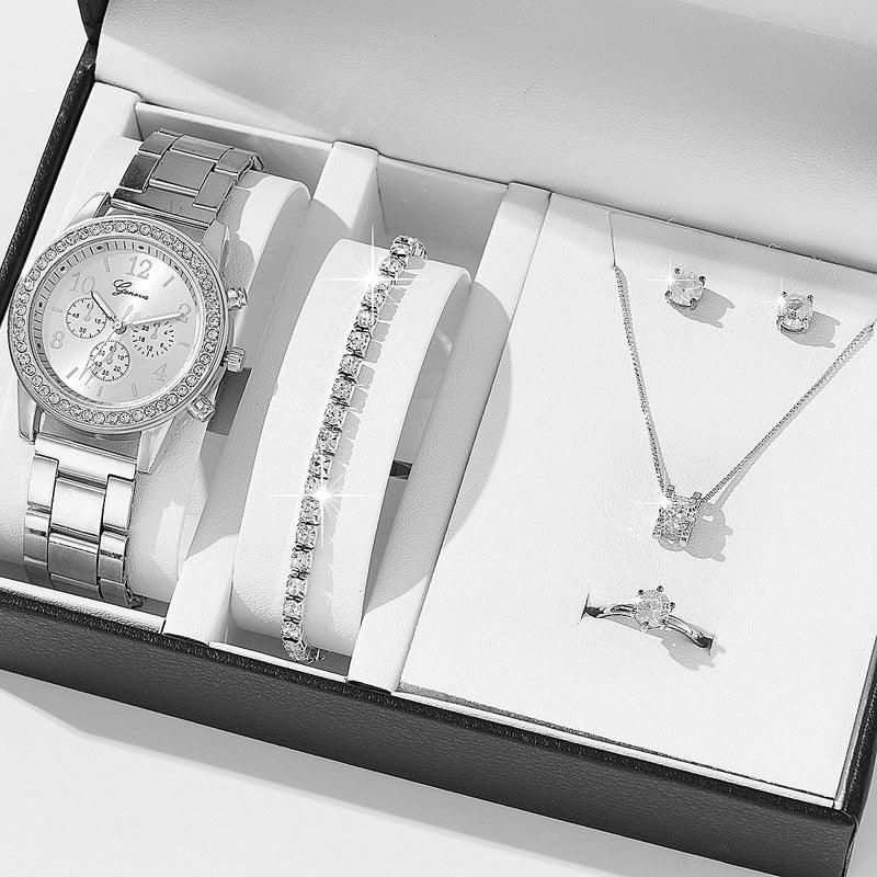 Women's Three - eye Quartz Diamond - embedded Watch - Show Gadgets