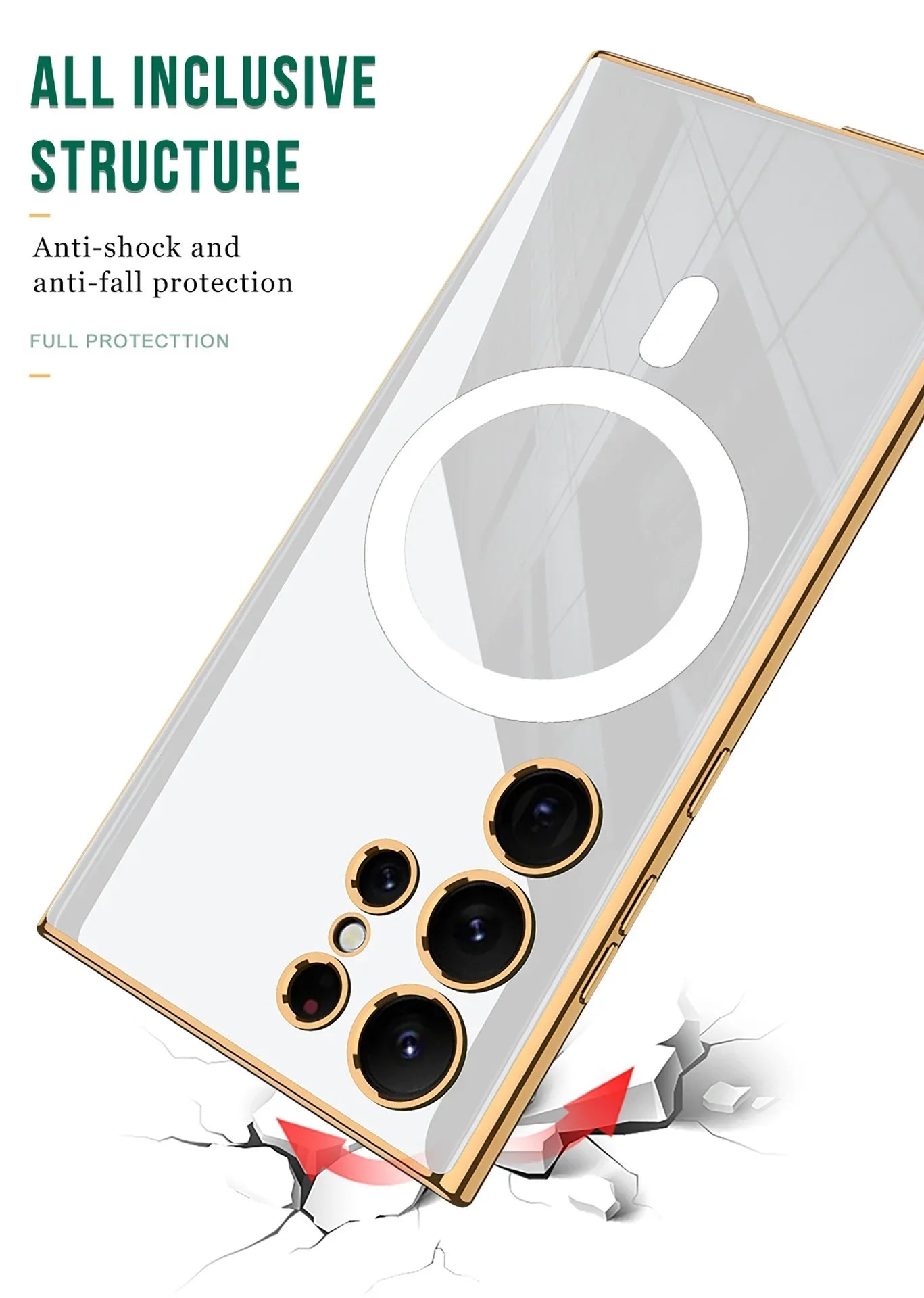 Wireless Charger Circle Magnetic Drop-resistant S24 Ultra-thin Plating Protective Cover Phone Case - Show Gadgets