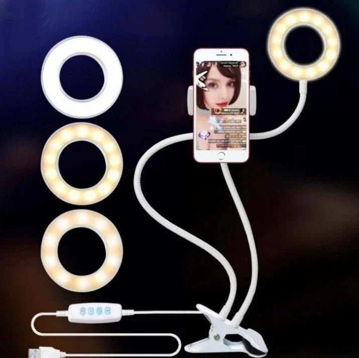 LED Selfie Ring Light for Live Adjustable Makeup Light - 8cm Stand - Show Gadgets