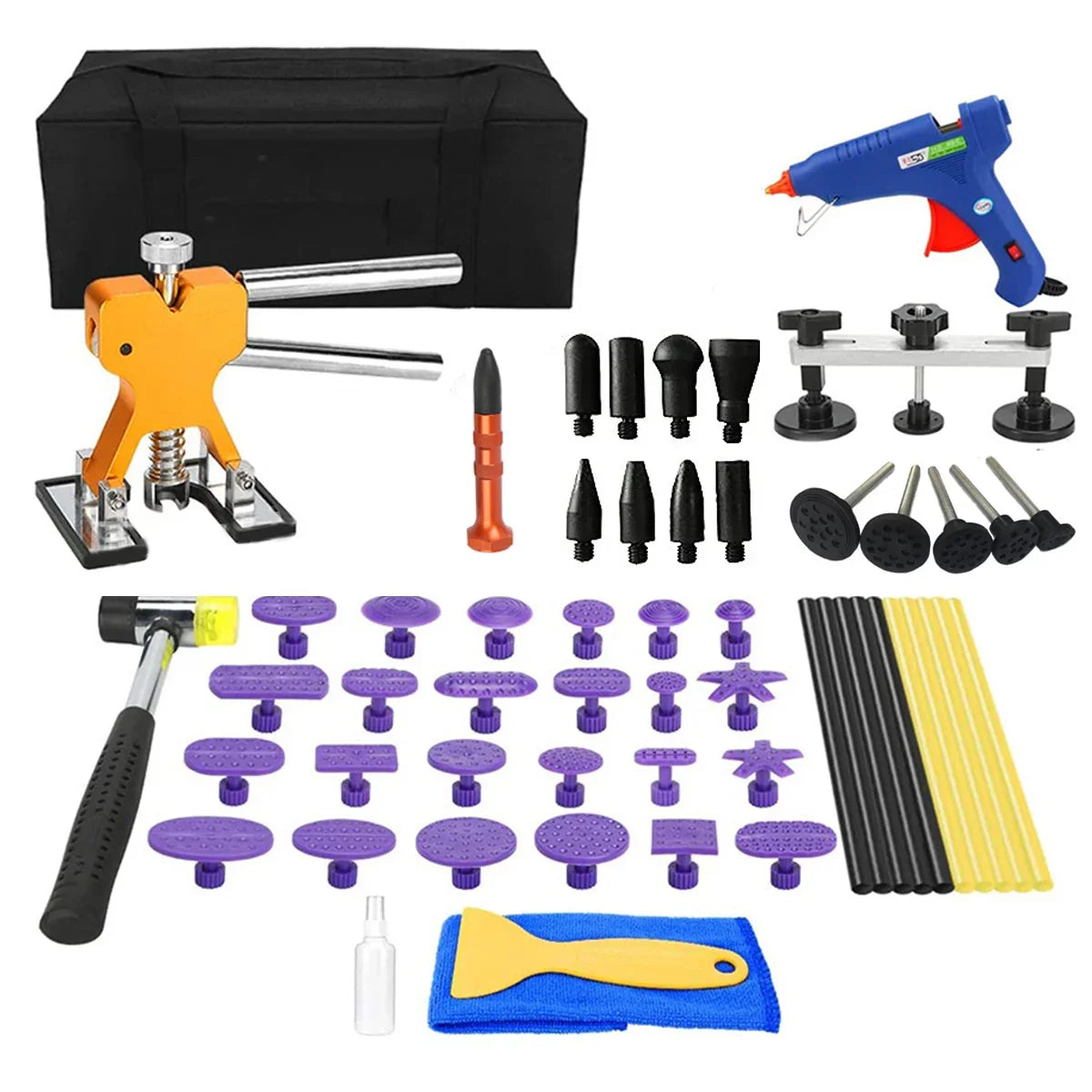 56pcs Car Paintless Kit Dent Puller Lifter Repair Removal Hail Gun Tool UK Plug - Show Gadgets
