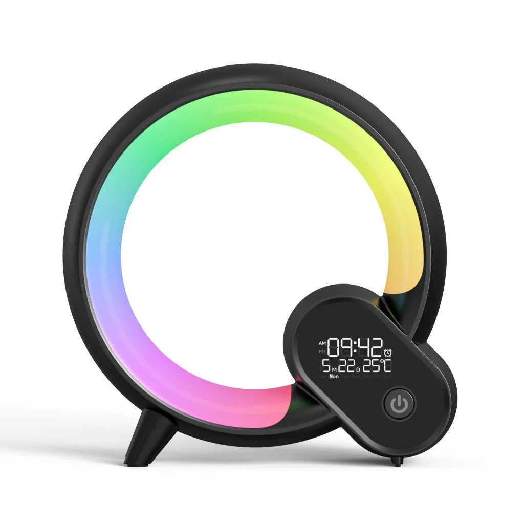 Creative Q Light Analog Sunrise Digital Display Alarm Clock Bluetooth Audio Intelligent Wake - up Q Colorful Atmosphere Light - Show Gadgets