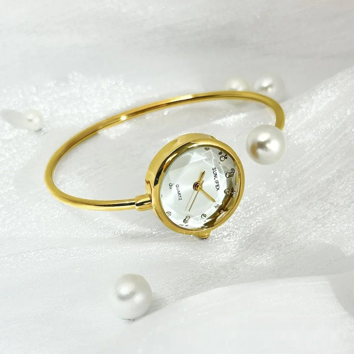 Women's High - grade Simple Pearl Bangle Watch High - grade Watch - Show Gadgets