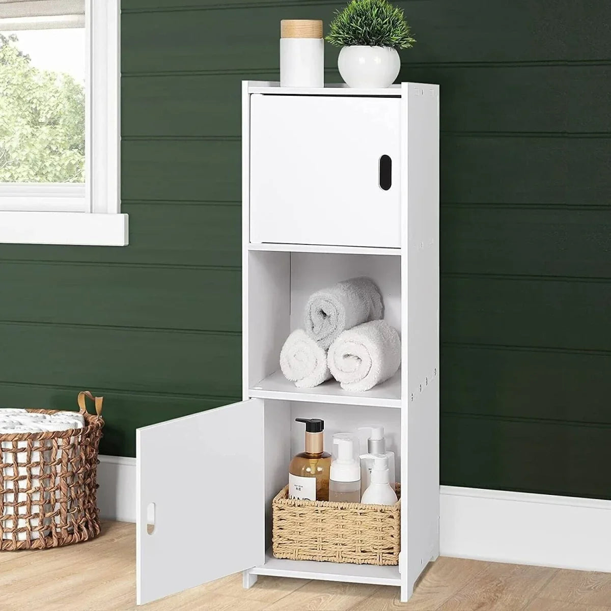 Waterproof Bathroom Storage Cabinet Free Standing Cabinet Organizer Unit White - Show Gadgets