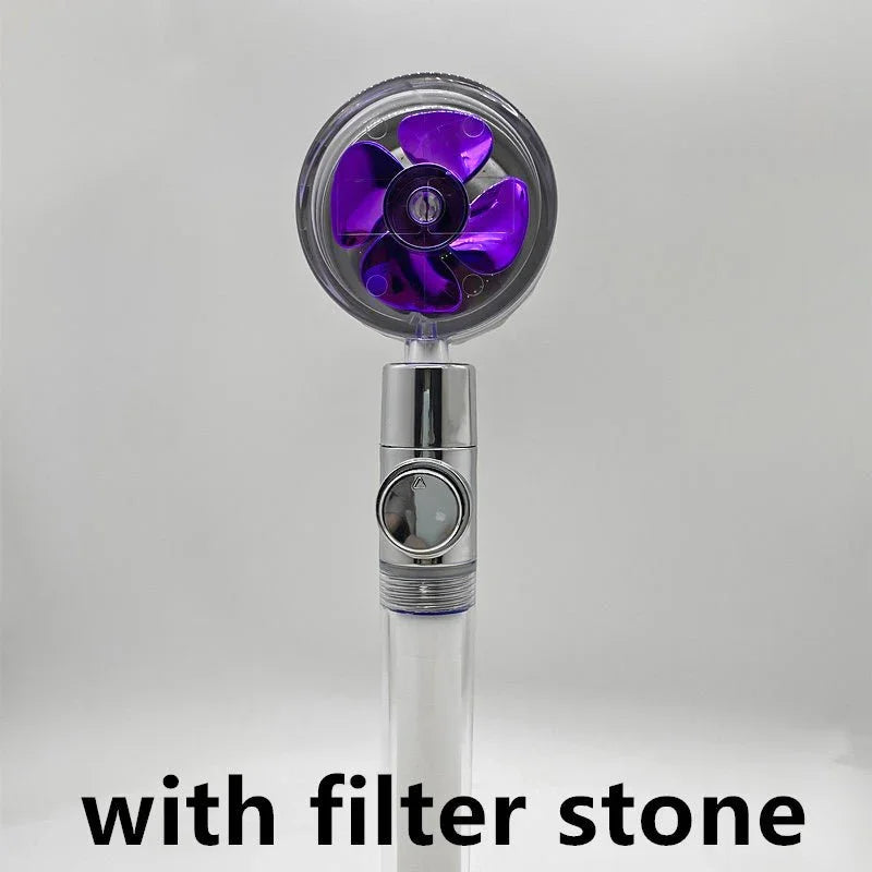 Shower Head Water Saving Flow 360 Degrees Rotating With Small Fan ABS Rain High Pressure Spray Nozzle Bathroom Accessories - Show Gadgets