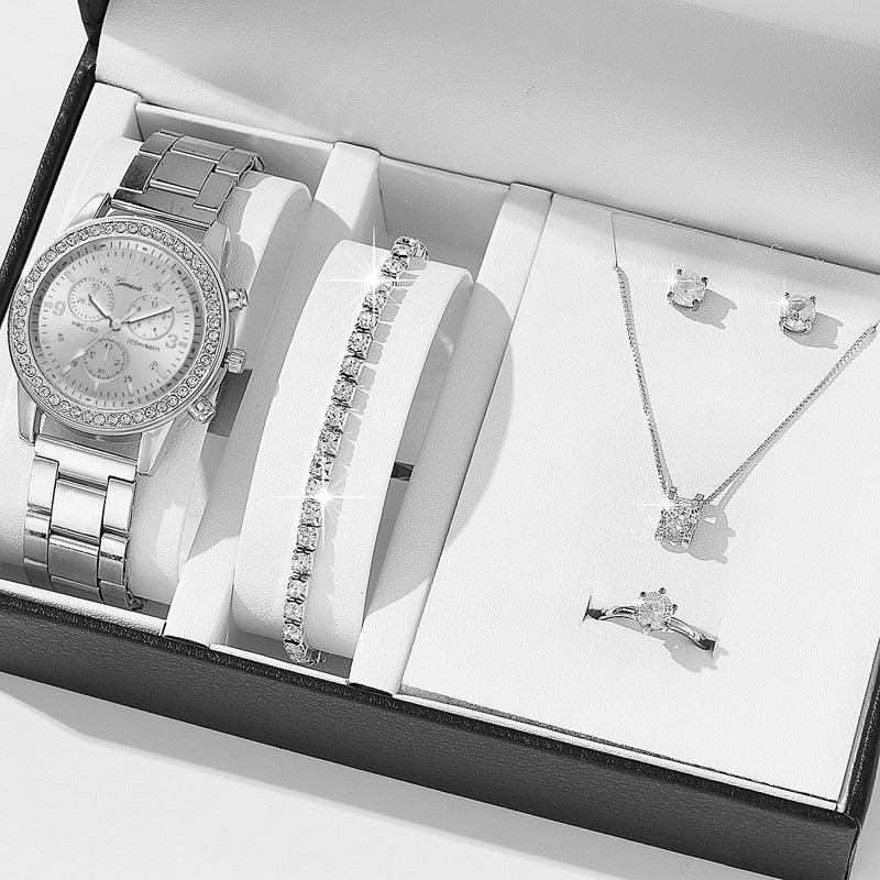 Women's Three - eye Quartz Diamond - embedded Watch - Show Gadgets